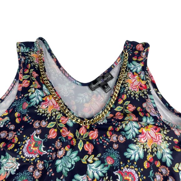 Thomas & Olivia Black Floral Tank Top with Chain Detail Size S NWT - Picture 3 of 7